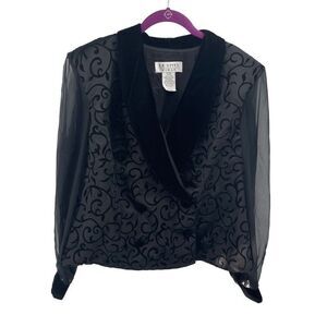 JR Nites brocade Velvet Jacket Vintage 80s 90s tuxedo Black Size 22W